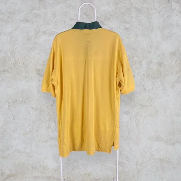 Vintage Yellow Tommy Hilfiger Polo Shirt 90s Rare Mens Large - Picture 4 of 5